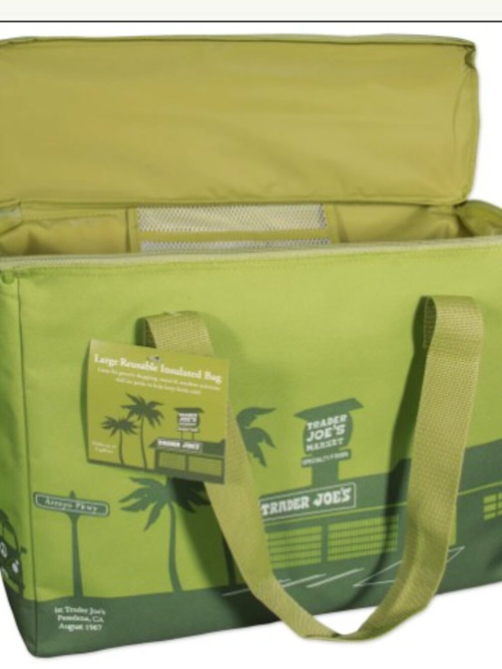 NWT Trader Joe’s Olive Green Insulated Tote Cooler Bag - Picture 2 of 5